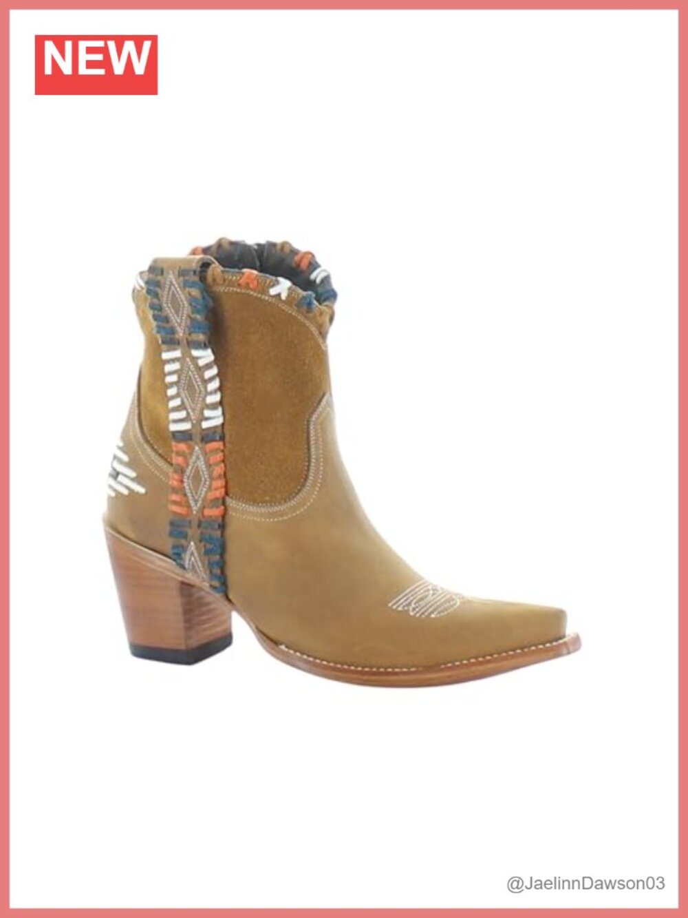 Old Gringo Sedona Western Ankle Boots Leather Pointed Toe Stacked Heel